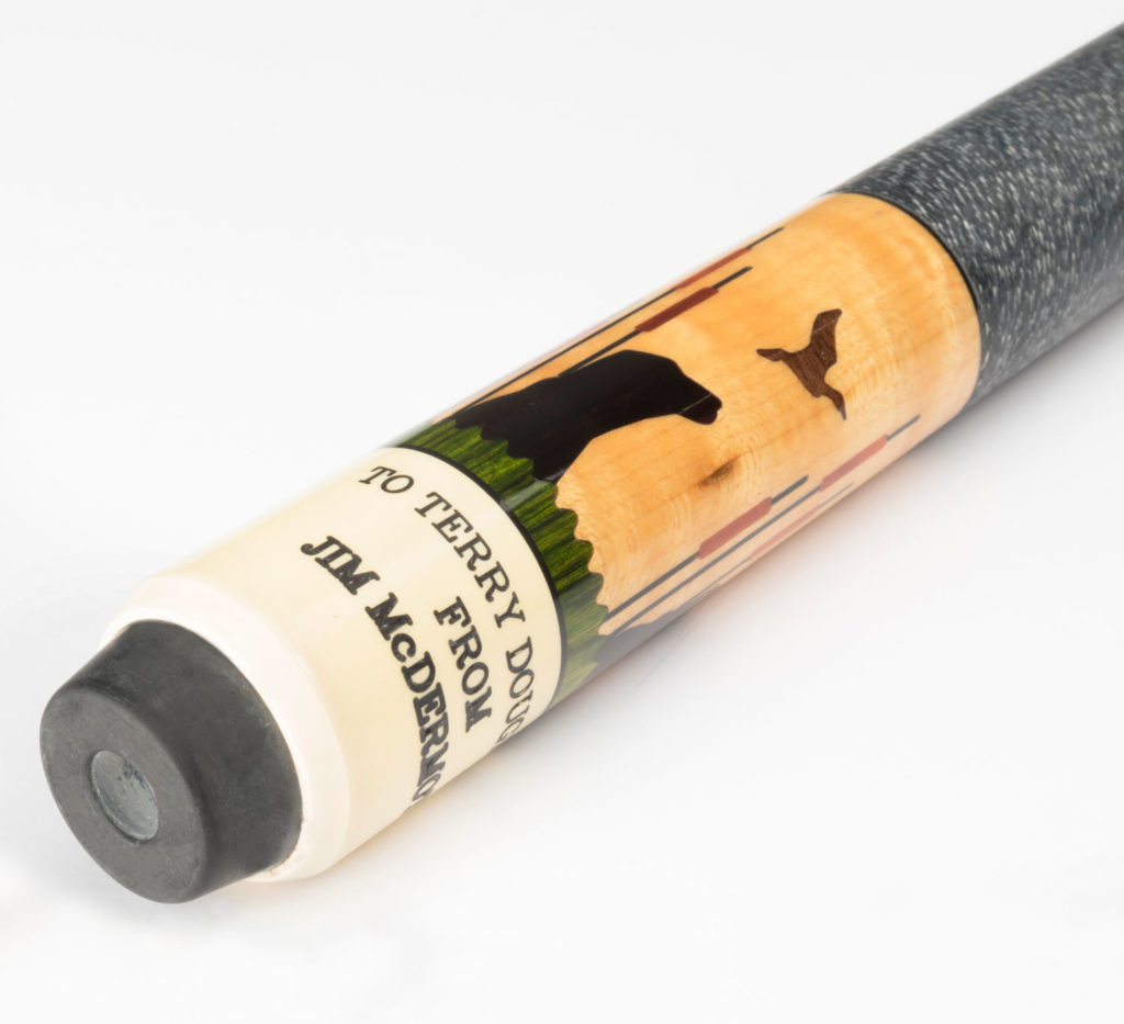 Terry wildlife cue sleeve with inscription