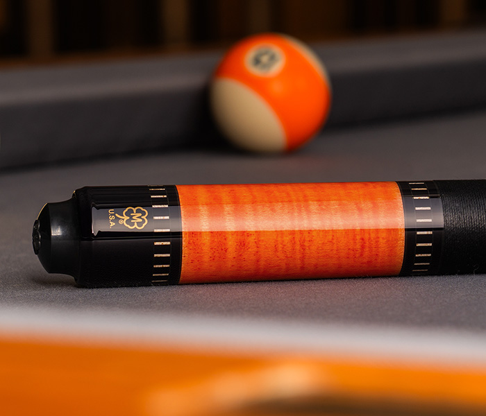 McDermott G241C orange curly maple butt and Irish linen wrap